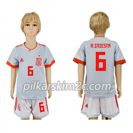 Koszulka Hiszpania A_Iniesta 6 Dziecięca Precz Mistrzostwa Świata 2018 - Koszulki Piłkarskie